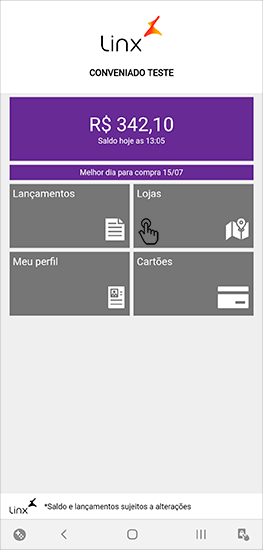 Página inicial - menu lojas