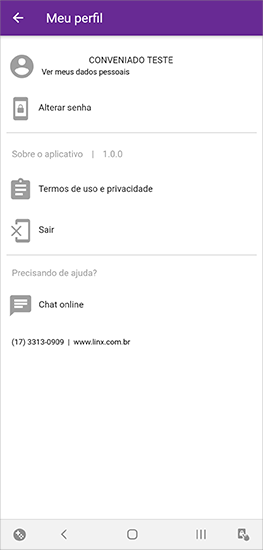 Meu perfil e ajuda